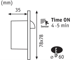 LED svítidlo noční nástěnné Wall čtverec s čidlem