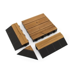 Dřevěný nájezd "samice" pro terasovou dlažbu Linea Combi-Wood - délka 40 cm, šířka 19,5 cm a výška 6,5 cm