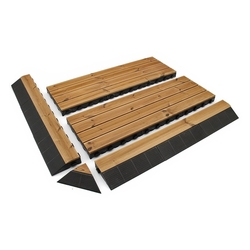 Dřevěný nájezd "samec" pro terasovou dlažbu Linea Combi-Wood - délka 118 cm, šířka 20,5 cm a výška 6,5 cm