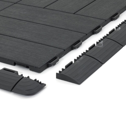 Tmavě šedá plastová terasová dlažba Linea Marte - délka 56,3 cm, šířka 56,3 cm a výška 1,3 cm