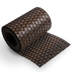 Černo-hnědý plastový ratanový stínící pás "umělý ratan" - délka 255 cm a výška 19 cm