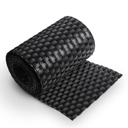 Černý plastový ratanový stínící pás "umělý ratan" - délka 255 cm a výška 19 cm