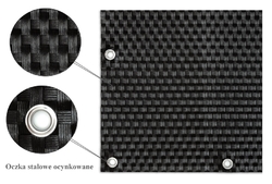 Černá plastová ratanová stínící rohož "umělý ratan" s oky - délka 300 cm a výška 75 cm