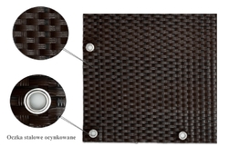 Černo-hnědá plastová ratanová stínící rohož "umělý ratan" s oky - délka 300 cm a výška 75 cm