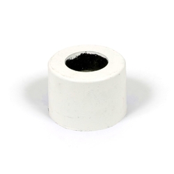 Bílá plastová koncovka pro silniční obrubníky "samice" - délka 14,5 cm, šířka 14,5 cm a výška 10 cm
