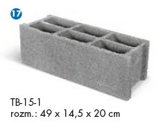 Betonová tvárnice skořepinová TB 15 rozměr 49 x 14,5 x 20 cm   