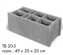 Betonová tvárnice skořepinová  TB 20 dvojřadá 49 x 20 x 20 cm 