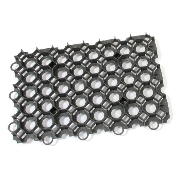Černá plastová zatravňovací dlažba - délka 56 cm, šířka 38 cm a výška 5,4 cm