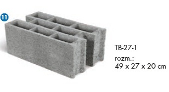 Betonová tvárnice skořepinová TB 27 rozměr 49 x 27 x 20 cm   